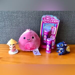 Mix Toy Lot Barbie Land Tiny Dolls Squishmallows Dino TY Dragon Flocked Girl Cat